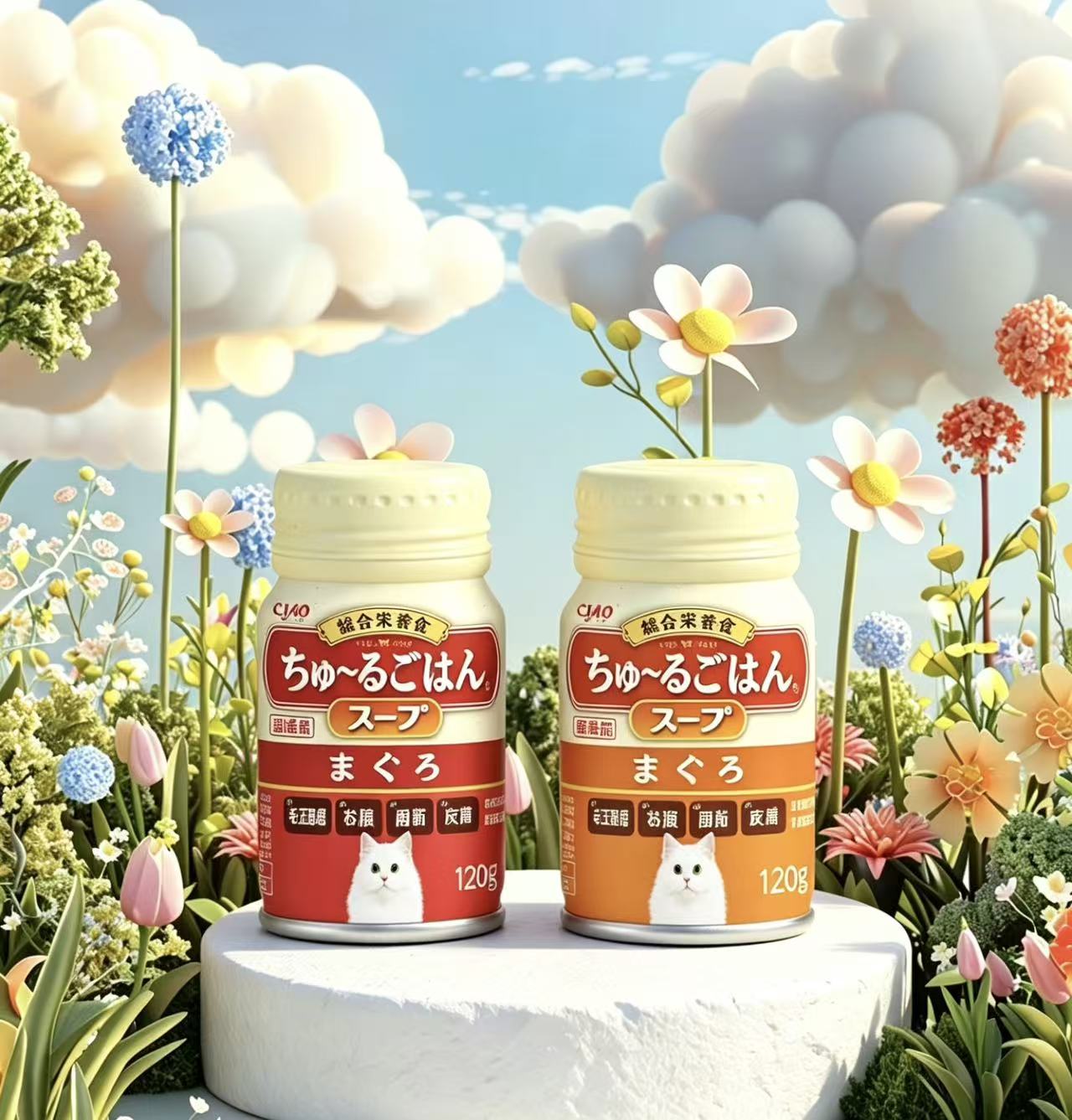 NEW!CIAO-Mashed Meat with Soup Cat Tin:Chicken/Tuna[CIAO新品-肉泥浓汤猫粮主食罐:2种口味]