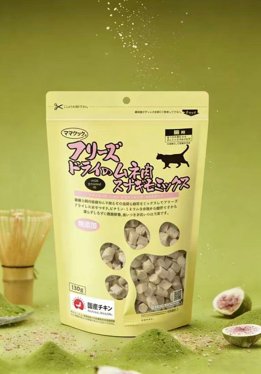 MamaCook CatTreat-Freeze-Dried Chicken&ChickenGizzard:130g[但马猫用零-冻干鸡肉鸡珍小粒大包130g]