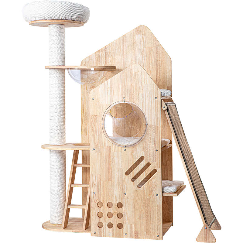 MiaoZuo Naughty Castle Cat Tree[喵佐-淘气城堡实木猫树] image 7