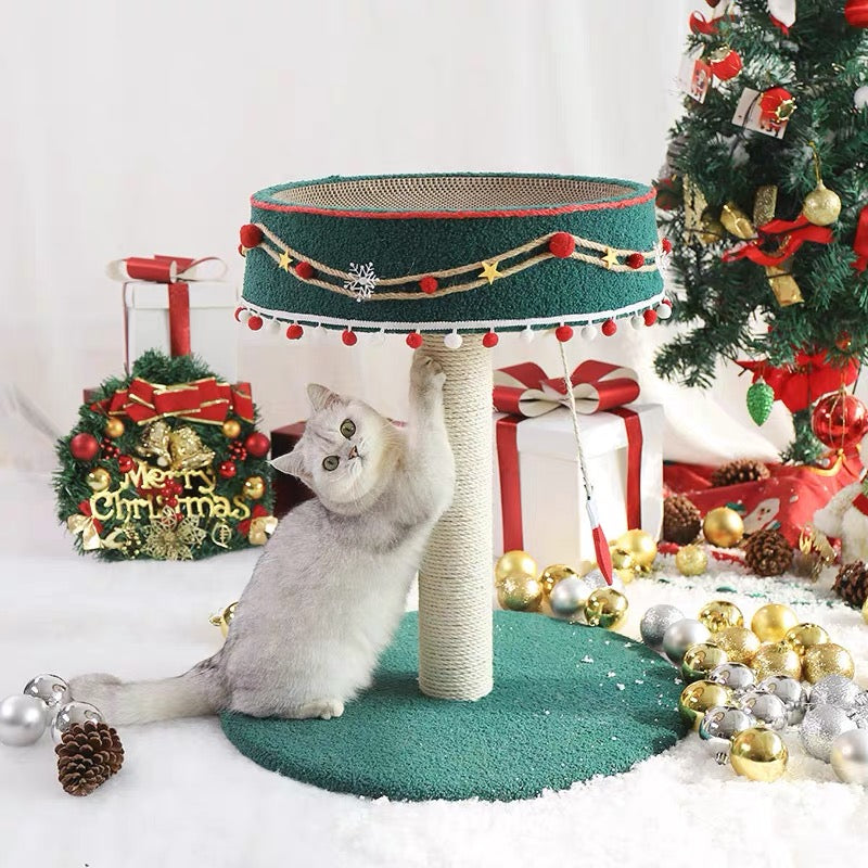Christmas Cat Scratching Pole & Bed[圣诞树创意小型猫爬架猫窝一体] image 0