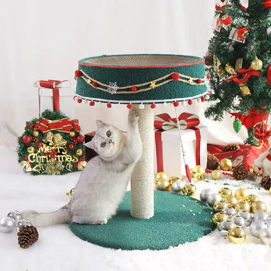 Christmas Cat Scratching Pole & Bed[圣诞树创意小型猫爬架猫窝一体] image 0