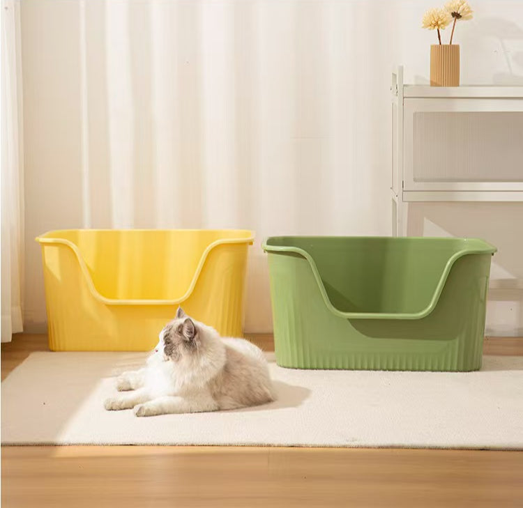 Huge/Giant Open Cat Litter Box-Best4MultiCats-Yellow[巨型敞口猫砂盆-奶油黄-多猫家庭适用] image 0