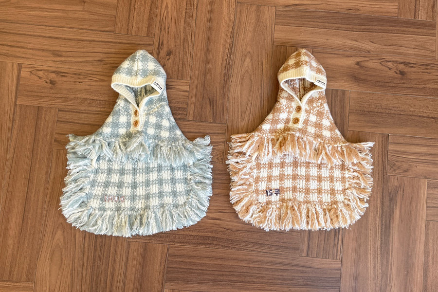 Ba&ttang-Check Poncho Knit Coat:mint[Ba&ttang-棋盘格小披风:薄荷绿] image 6