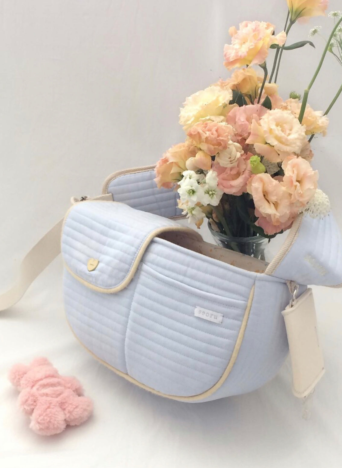 Seoru-Vintage heart pet bag: sky blue M[Seoru-宠物外出包:M+内垫] image 4