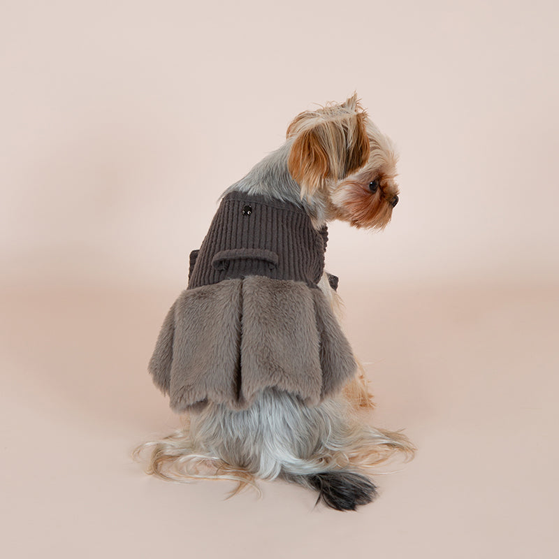 Dotty LabKnitted patchwork faux fur dress image 2