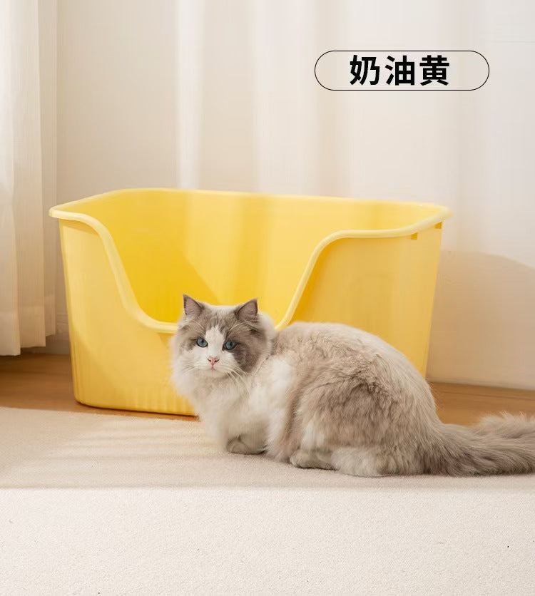 Huge/Giant Open Cat Litter Box-Best4MultiCats-Yellow[巨型敞口猫砂盆-奶油黄-多猫家庭适用] image 1