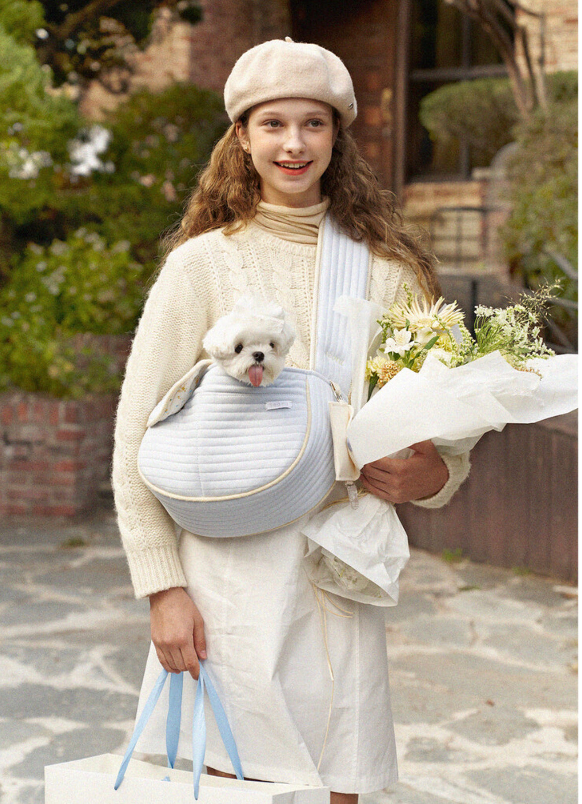 Seoru-Vintage heart pet bag: sky blue M[Seoru-宠物外出包:M+内垫] image 0