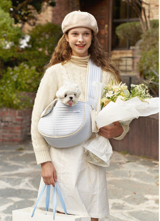 Seoru-Vintage heart pet bag: sky blue M[Seoru-宠物外出包:M+内垫] image 0