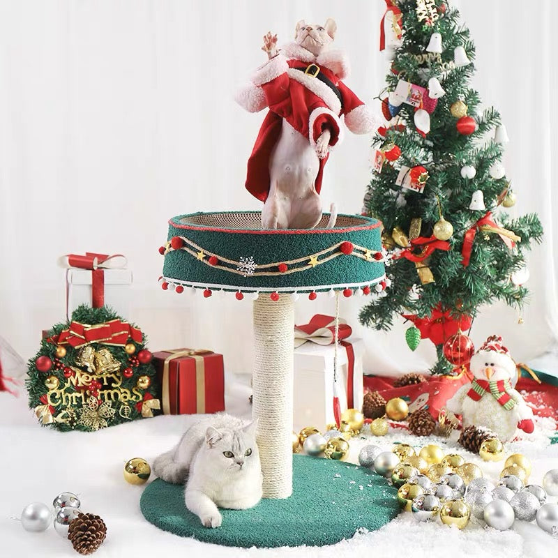 Christmas Cat Scratching Pole & Bed[圣诞树创意小型猫爬架猫窝一体] image 2