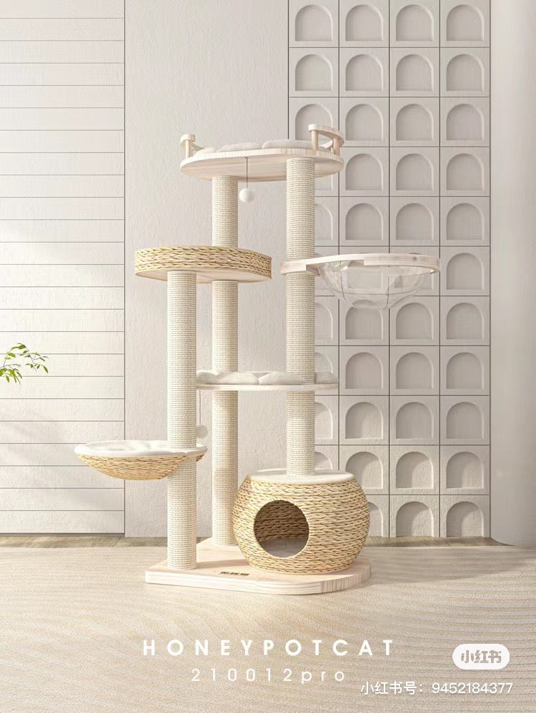 Honeypot Cat-Handmade Rattan Cat Tree Collection:3Sizes[蜜罐猫-手工藤编爬架系列:3种] image 0