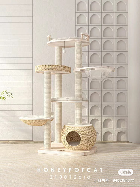 Honeypot Cat-Handmade Rattan Cat Tree Collection:3Sizes[蜜罐猫-手工藤编爬架系列:3种] image 0