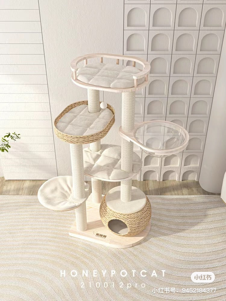 Honeypot Cat-Handmade Rattan Cat Tree Collection:3Sizes[蜜罐猫-手工藤编爬架系列:3种] image 1
