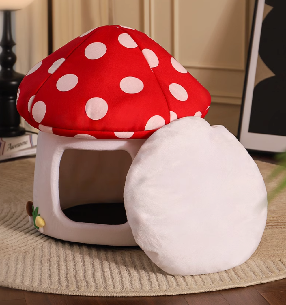 Red Mushroom Fabric Cat Bed [红伞伞布艺猫窝] image 3