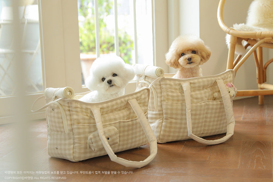 Ba&ttang-Linen Checkered Two-in-One Shoulder Bag[Ba&ttang-格纹双用肩包] image 4