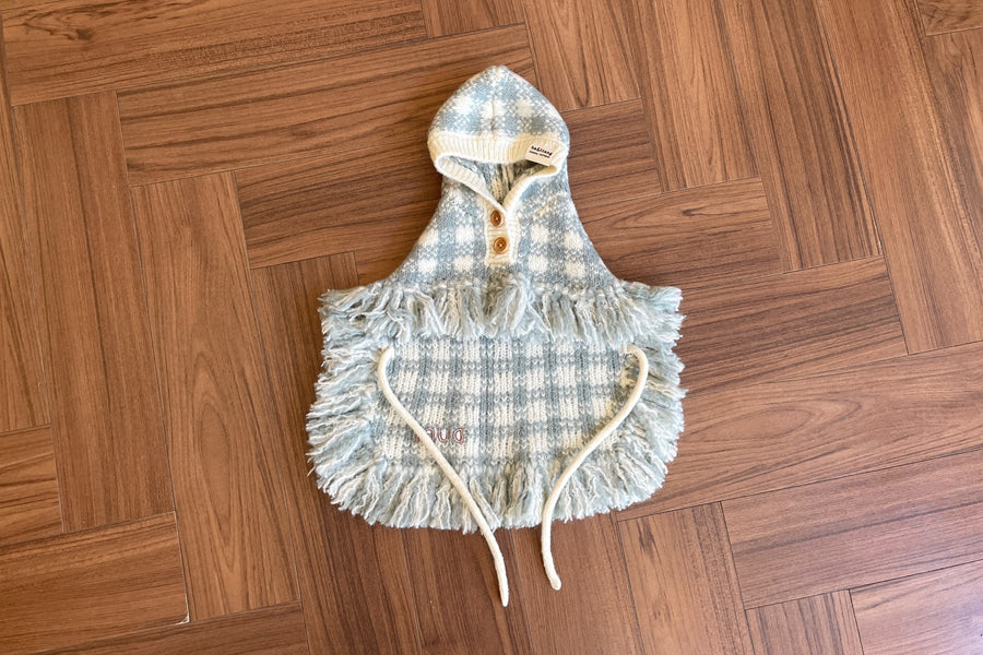 Ba&ttang-Check Poncho Knit Coat:mint[Ba&ttang-棋盘格小披风:薄荷绿] image 5