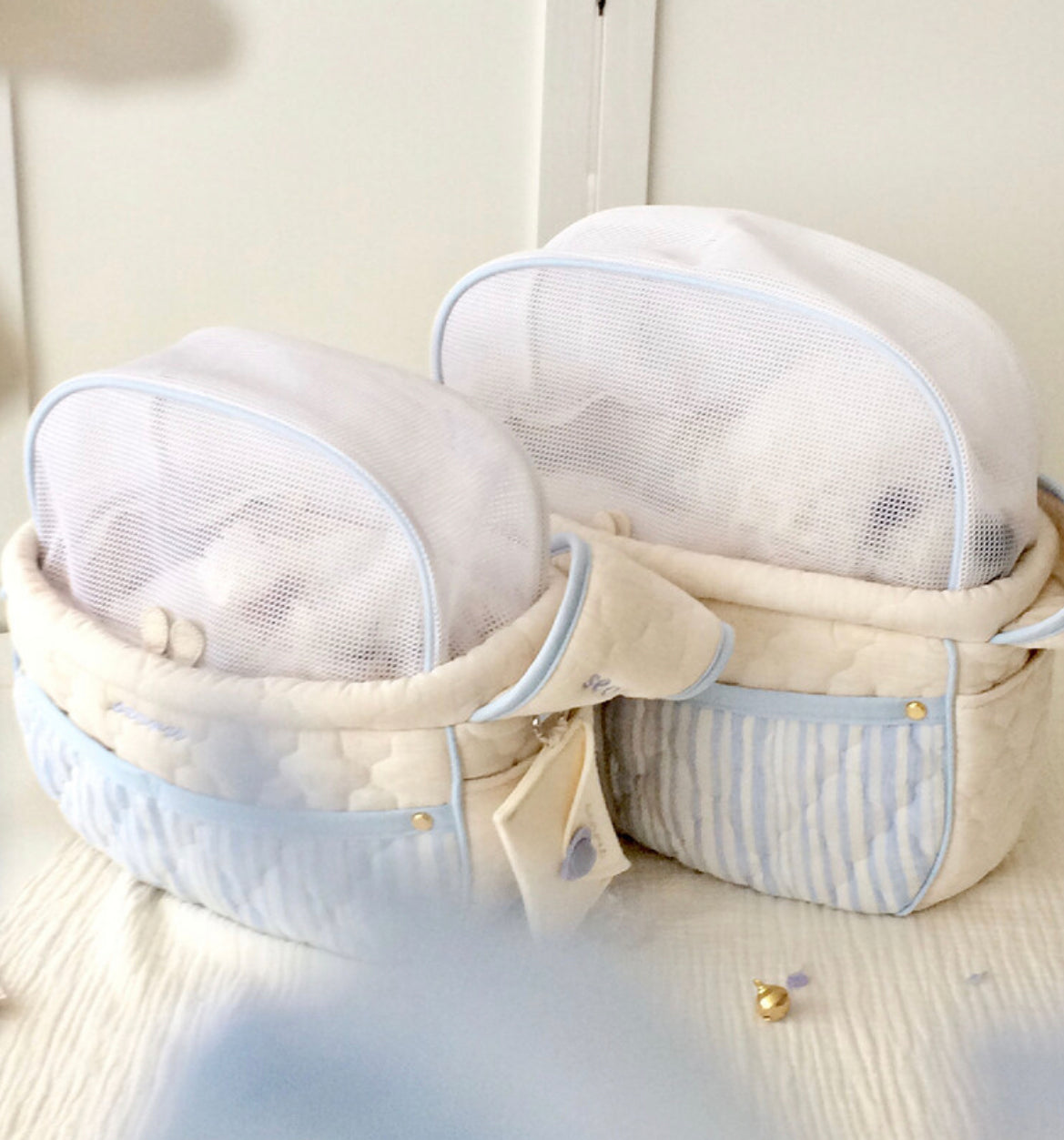 Seoru-Mesh Valentine Bag:M blue[Seoru-新款Mesh Valentine单肩包带可折叠透气网:M号迷雾蓝] image 1