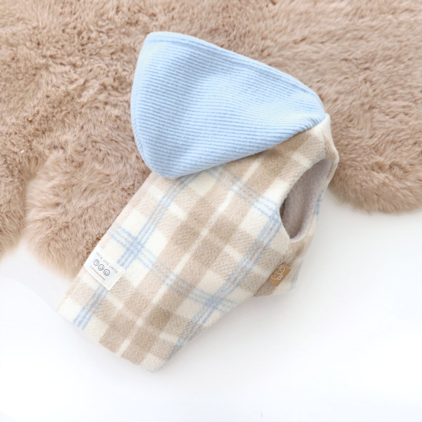 Durang Rurang Hoody Coat[韩国Durang Rurang蓝色帽子格子外套] image 0