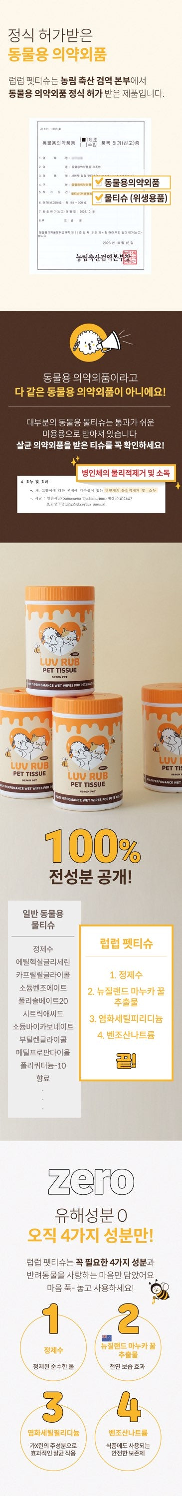 韩国SEVEN PET 蜂蜜养护配方宠物全身湿巾大桶装130抽(替换装可选） image 9