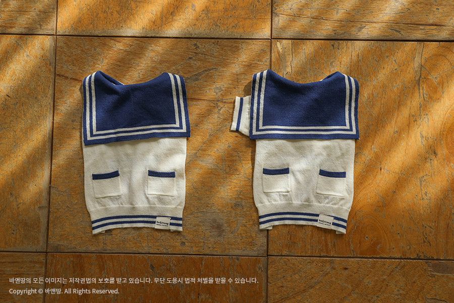 Ba&ttang-Marine Sailor Knit Pullover: ivory/blue[Ba&ttang-水手服小毛衣:蓝色] image 12
