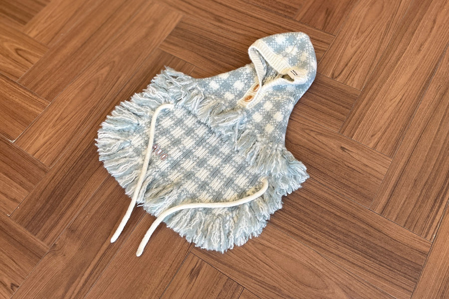 Ba&ttang-Check Poncho Knit Coat:mint[Ba&ttang-棋盘格小披风:薄荷绿] image 4