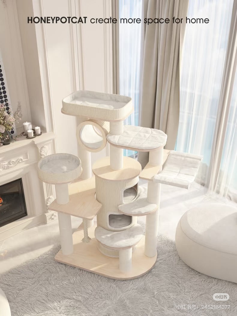 Honeypot Cat-Solid Wood Castle Tree Series:Big155cm[蜜罐猫-城堡系列大平台实木猫树:大号155cm] image 0