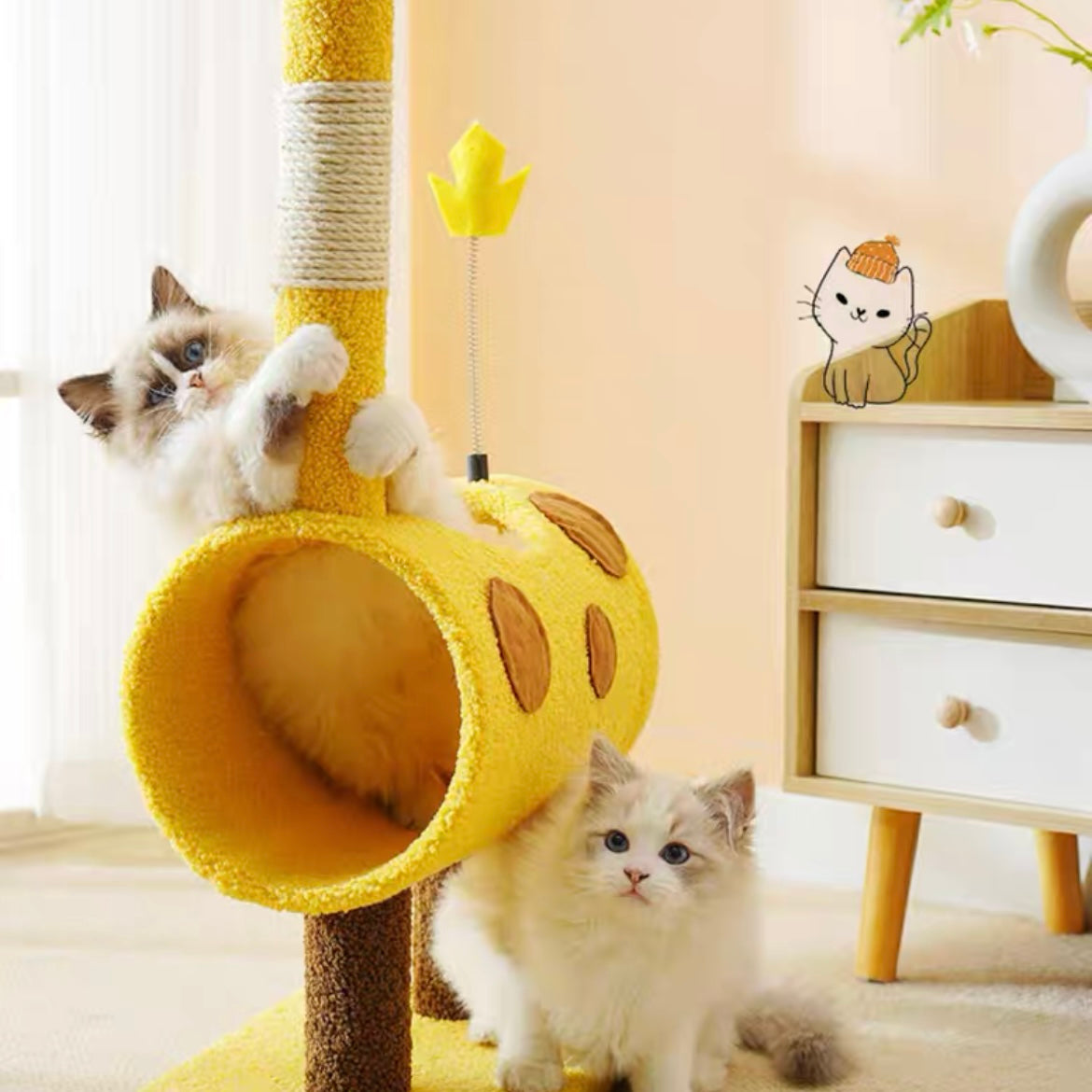 Animal Series Scratcher Post-4Types[小动物系列抓柱玩具-4种小黄鹿/绅士鸡/小笨驼/小丑牛] image 7