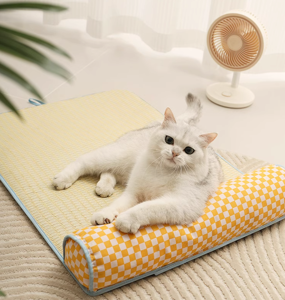 Yellow Checkered Cooling Pet Bed [黄格格凉席猫床] image 4