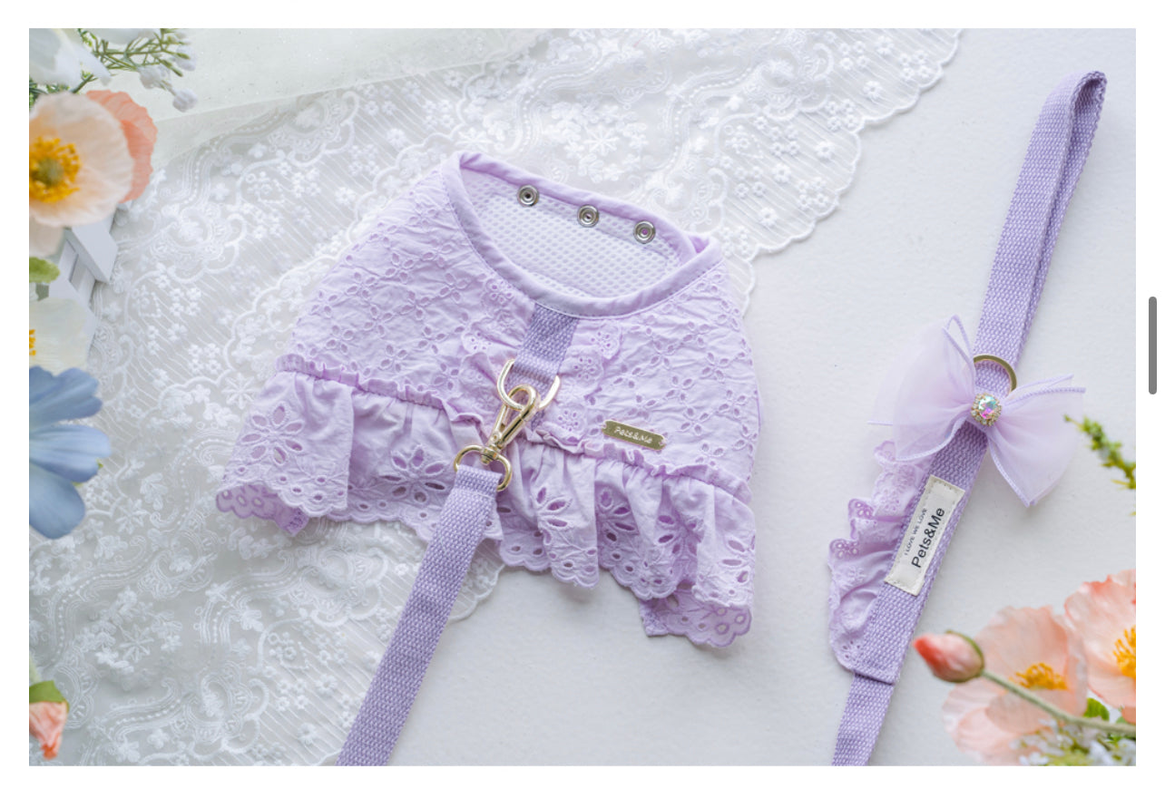 Pets&Me Lace Suit-New Arrivals[韩国Pets&Me新款蕾丝套装/胸背+牵引绳+胸花(多色可选)] image 8