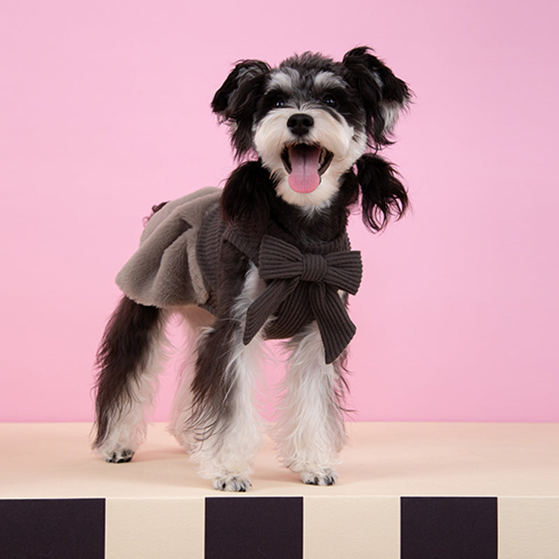 Dotty LabKnitted patchwork faux fur dress image 1