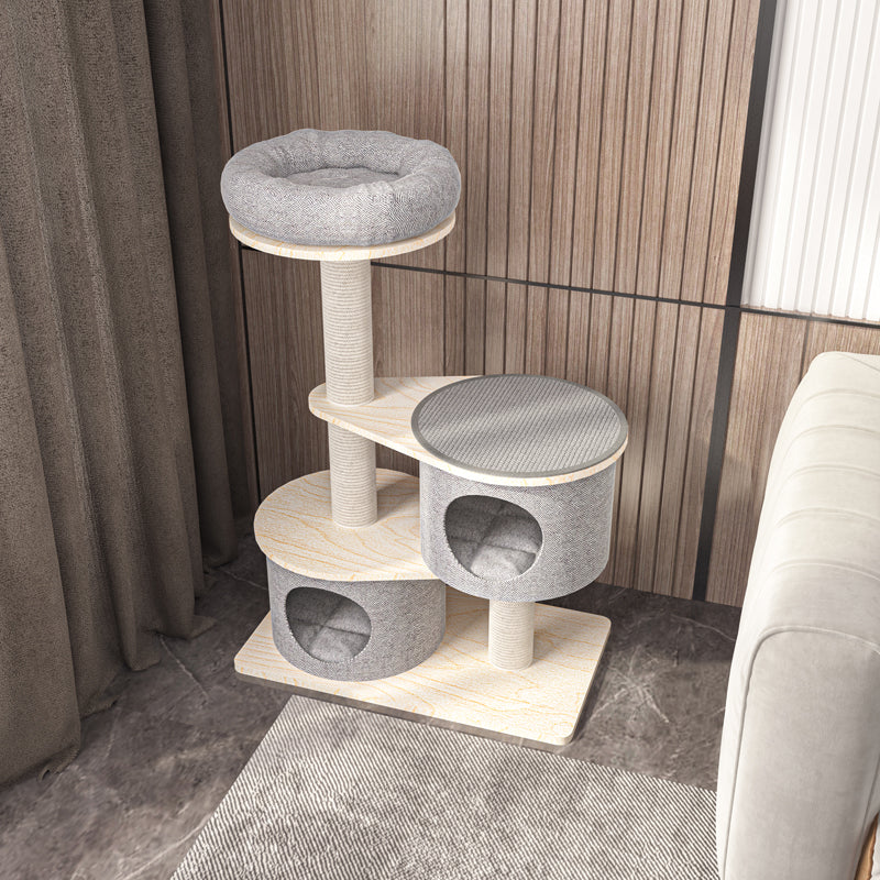 Honeypot Cat-Premium Grey Cat Tree[蜜罐猫-高级灰实木猫树] image 1