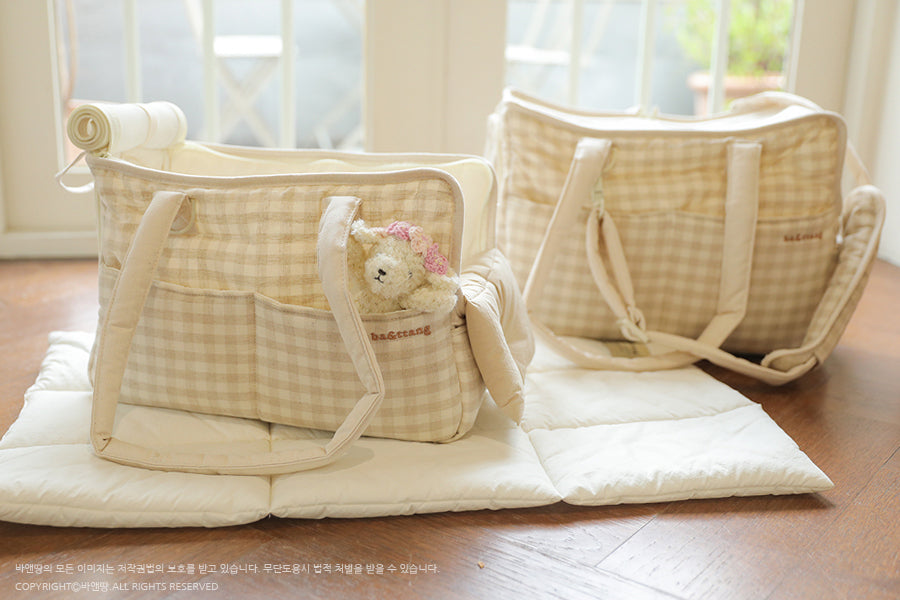 Ba&ttang-Linen Checkered Two-in-One Shoulder Bag[Ba&ttang-格纹双用肩包] image 1