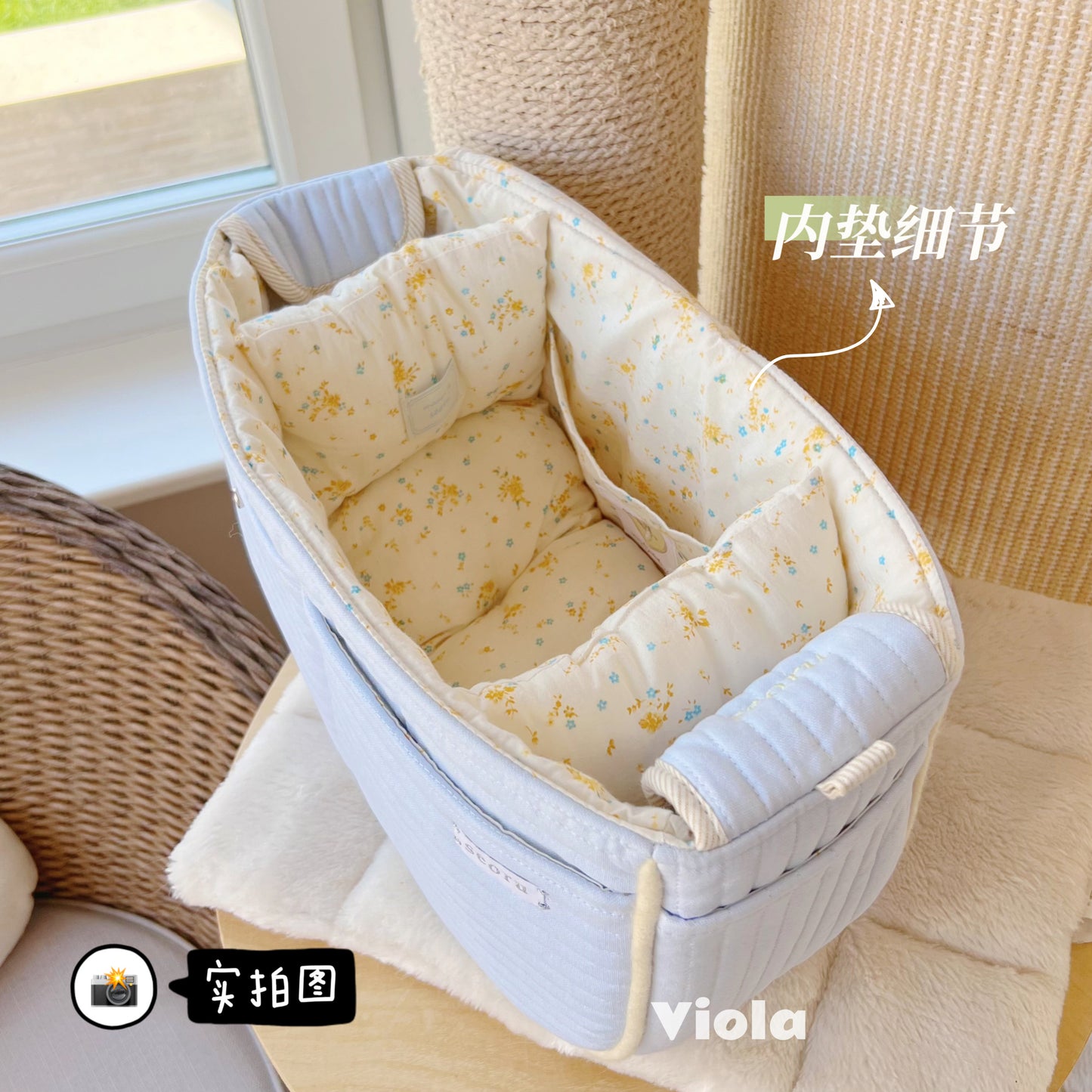 Seoru-Vintage heart pet bag: sky blue M[Seoru-宠物外出包:M+内垫] image 2