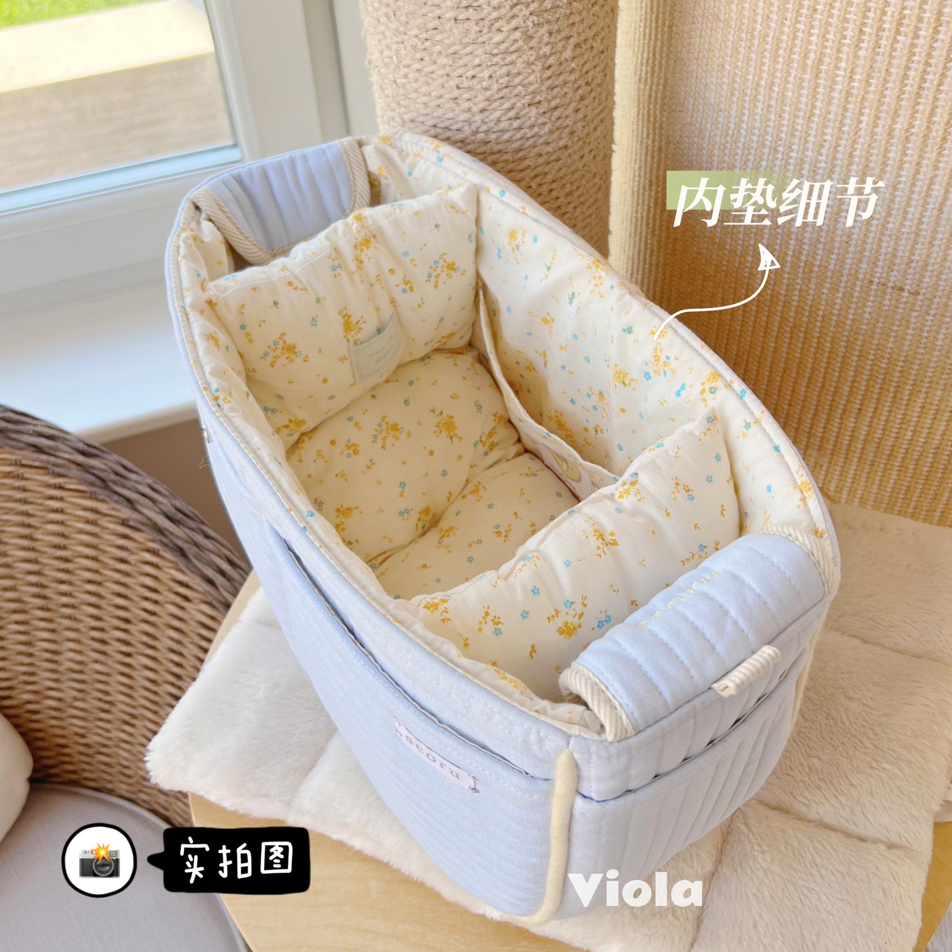 Seoru-Vintage heart pet bag: sky blue M[Seoru-宠物外出包:M+内垫] image 2