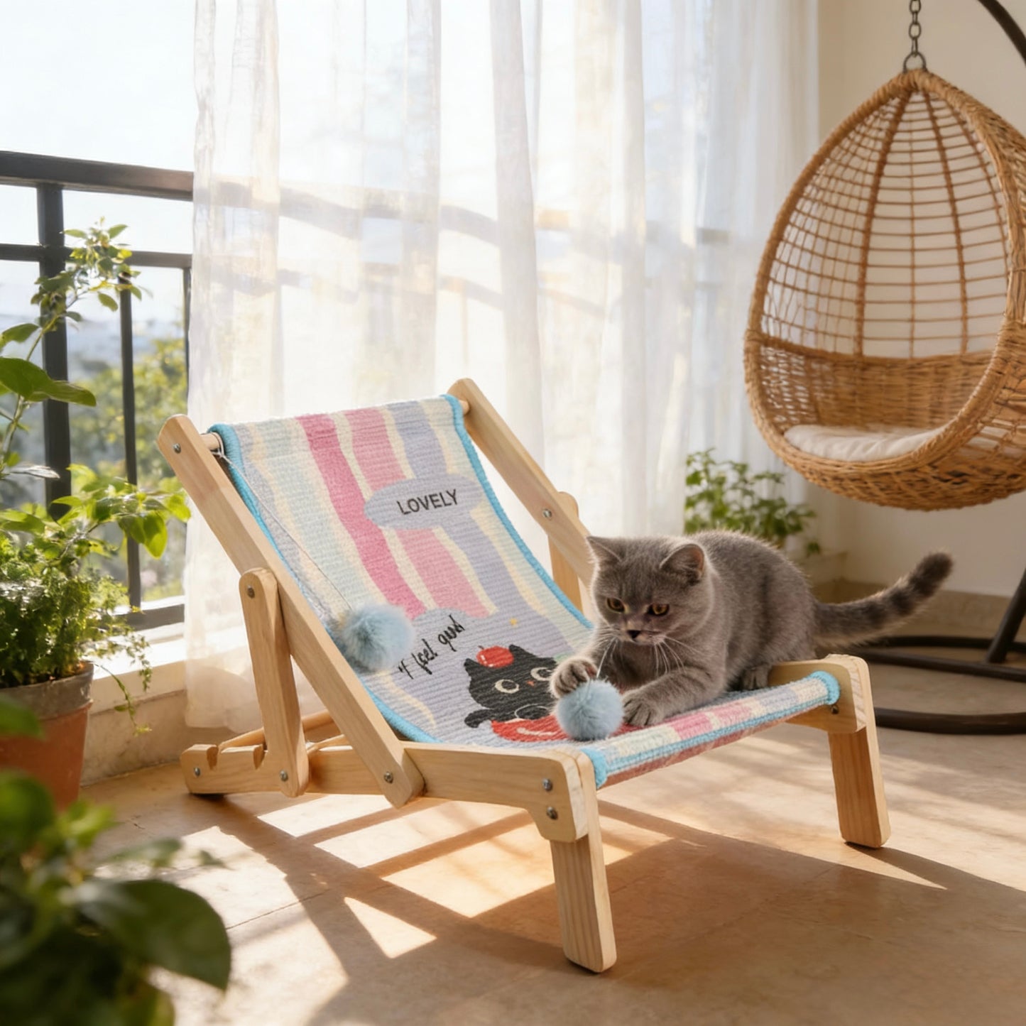 HOT RETURNED-Pet Deck Chair-2Patterns[热销产品!宠物折叠躺椅-2款]