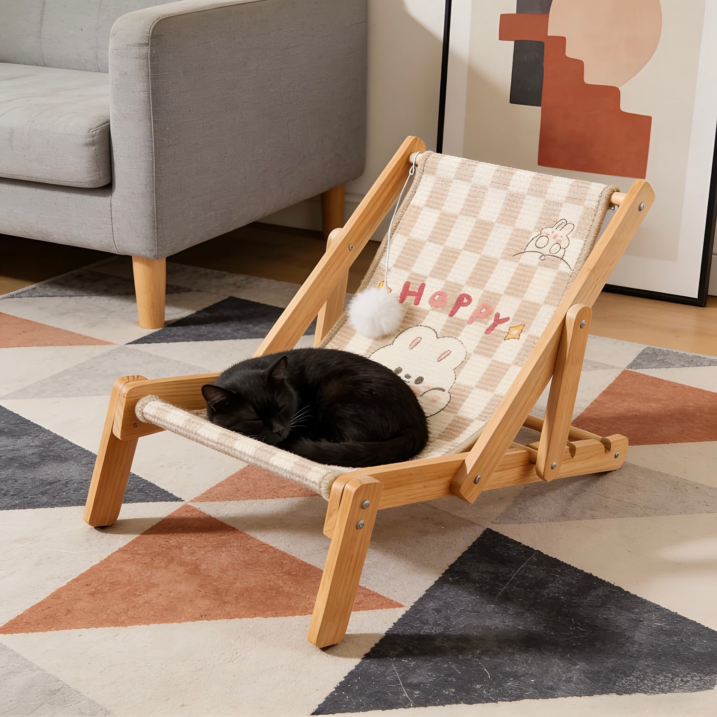 HOT RETURNED-Pet Deck Chair-2Patterns[热销产品!宠物折叠躺椅-2款]