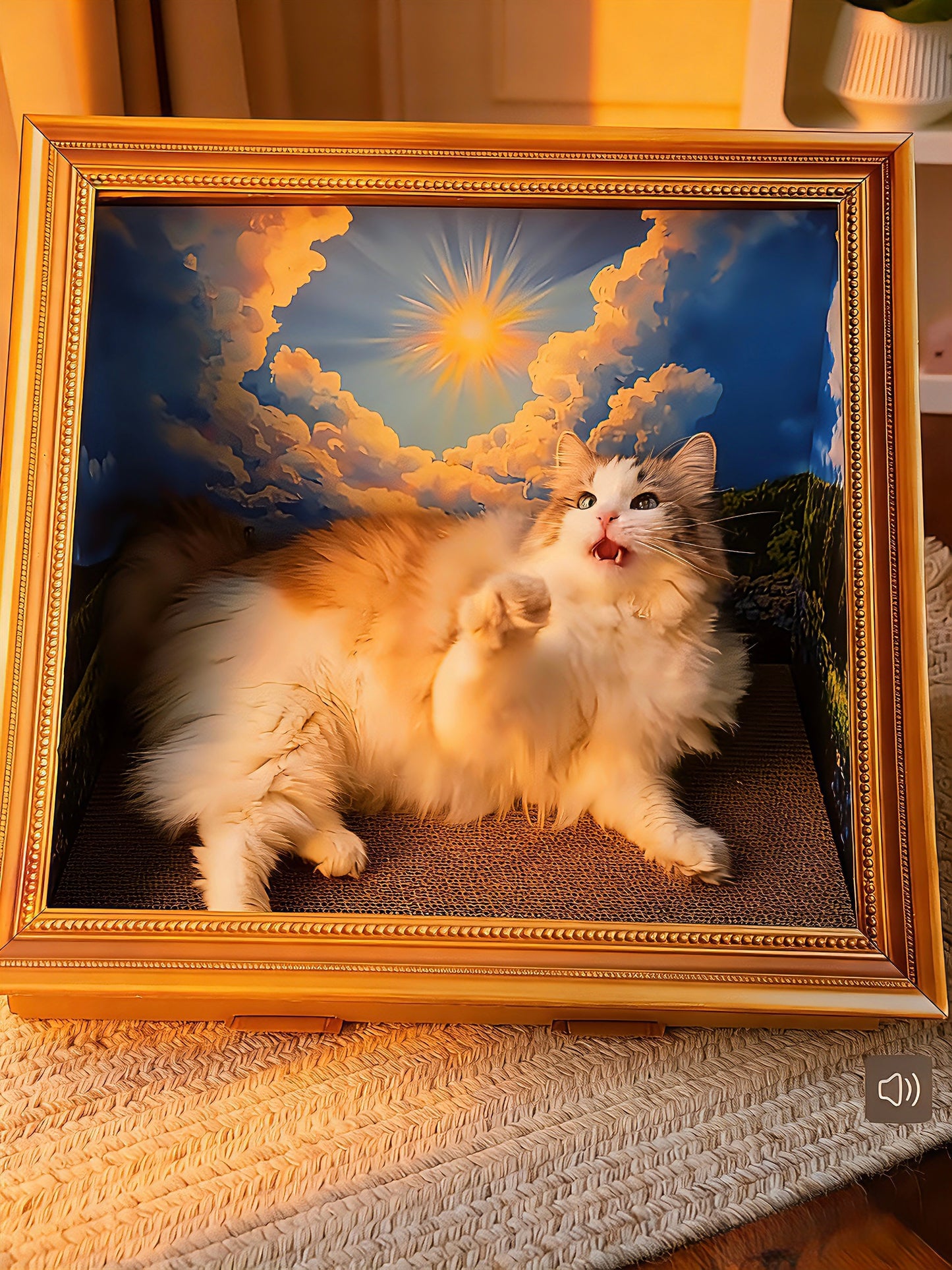 Painting Style Cardboard Box Scratcher & Bedding[油画猫窝-纸板+抓板]