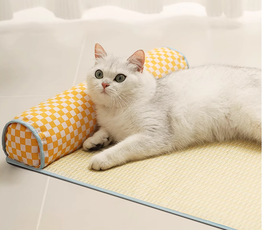 Yellow Checkered Cooling Pet Bed [黄格格凉席猫床] image 2