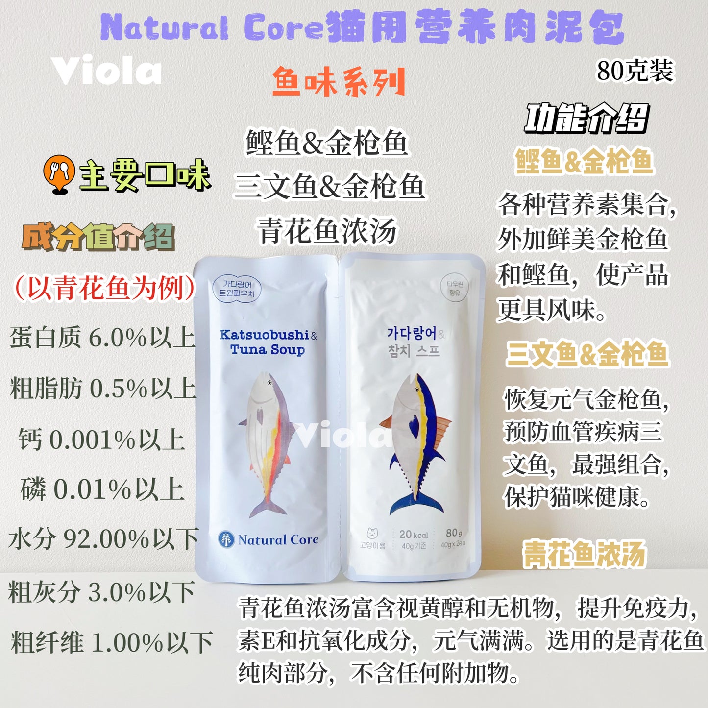 Natural Core-Mashed Meat:5 Flavours ForCat[NaturalCore-营养肉泥包:5种味道 猫用] image 1