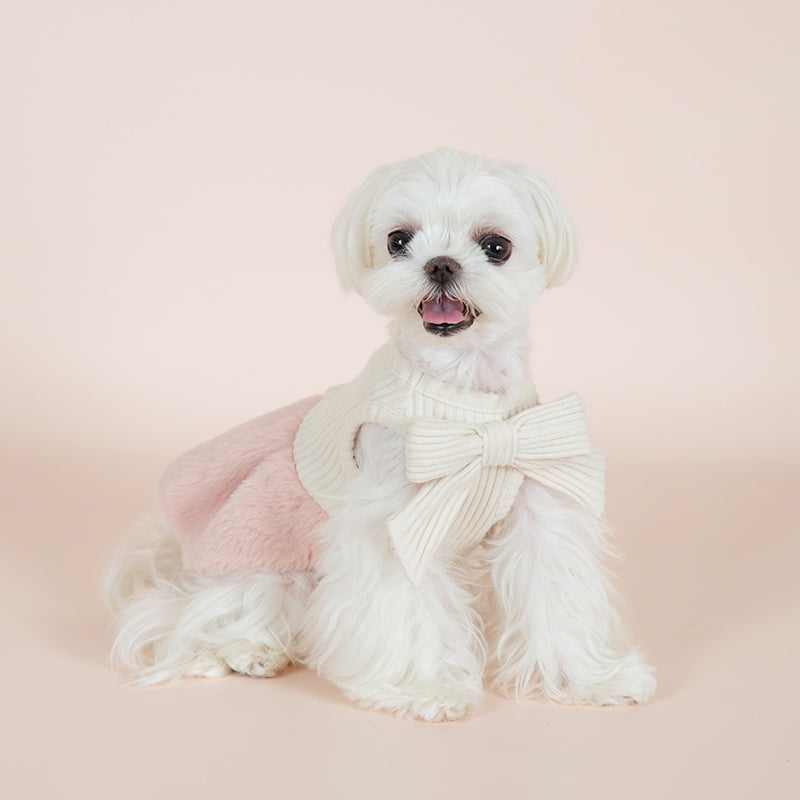 Dotty LabKnitted patchwork faux fur dress image 3