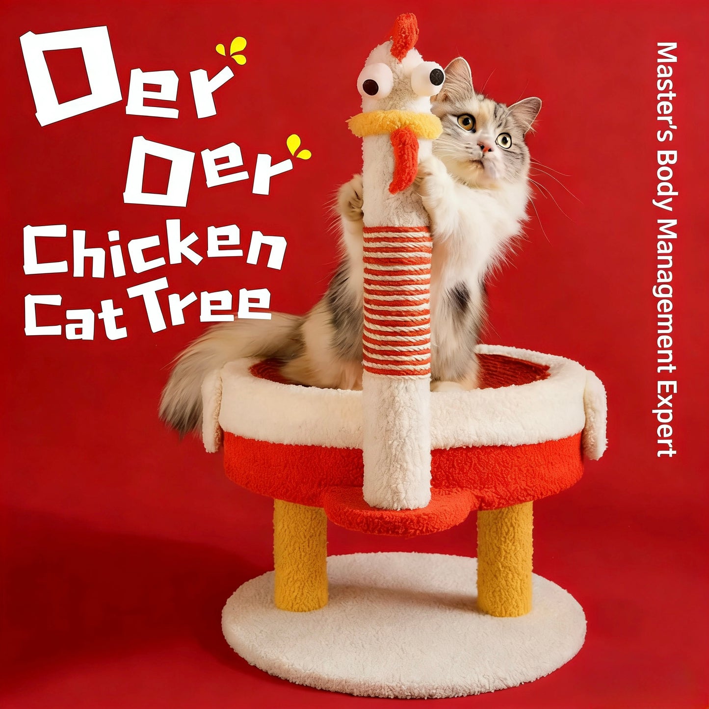 DerDer Chicken Cat Scratching Tree/Bed[DerDer鸡小爬架-新年新气象款]