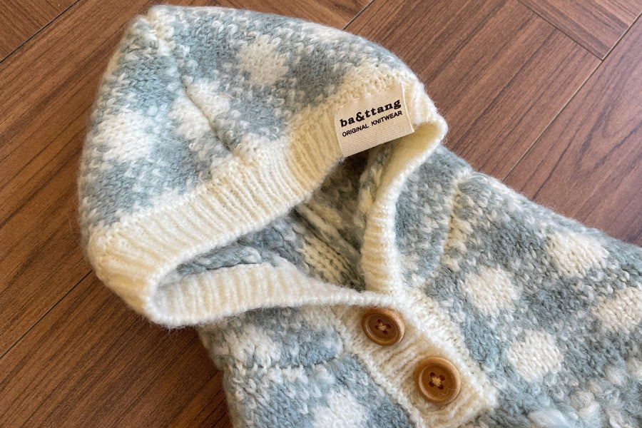 Ba&ttang-Check Poncho Knit Coat:mint[Ba&ttang-棋盘格小披风:薄荷绿] image 1