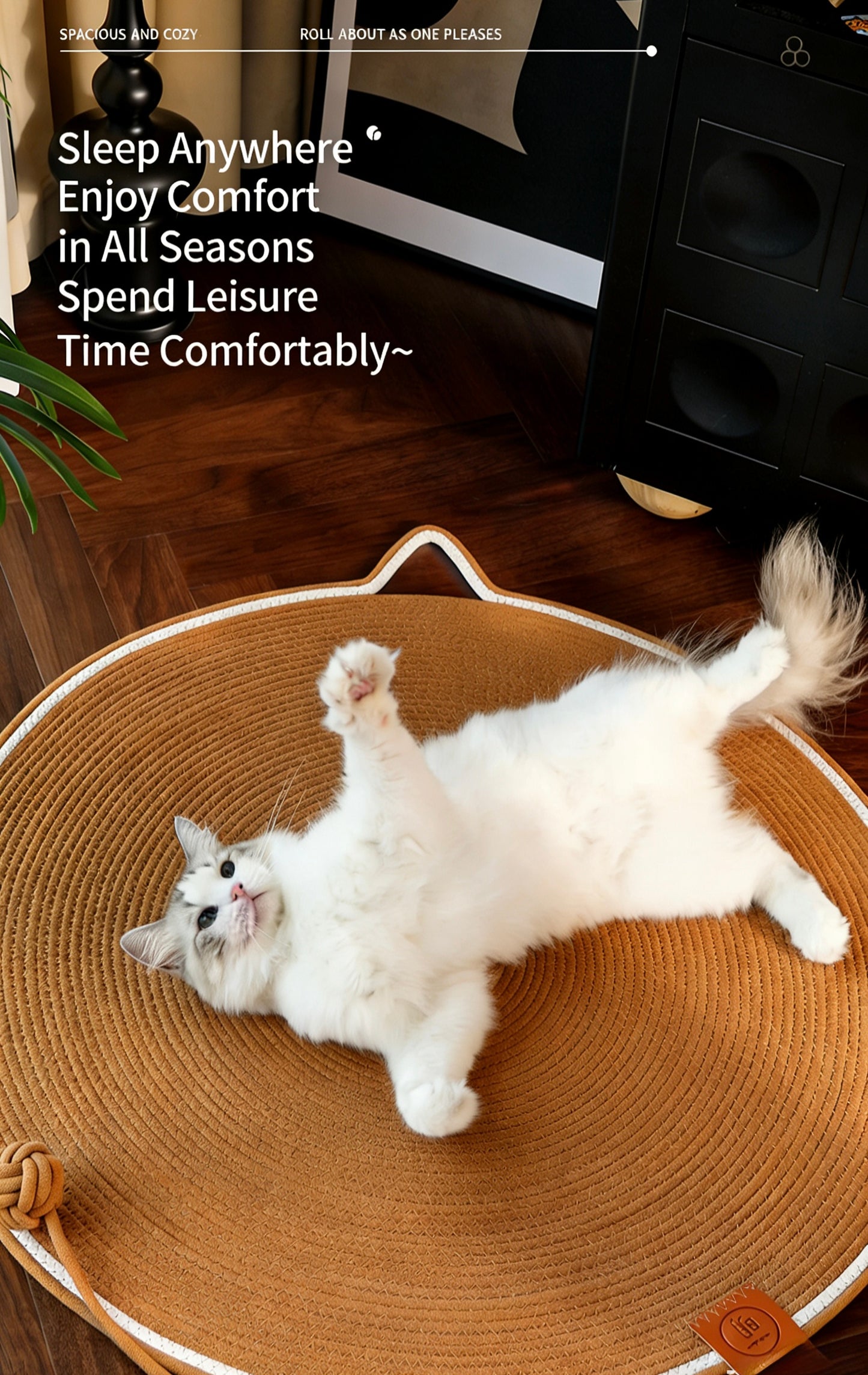 Cat-Shape Round Cotton Rope Pad[猫耳圆形棉绳垫-3色