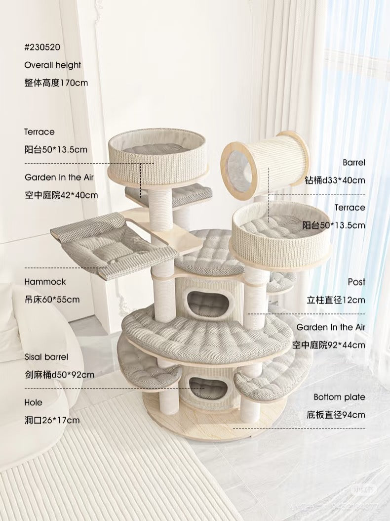 Honeypot Cat-Solid Wood Castle Tree Series:Big170cm[蜜罐猫-城堡系列实木猫树:大号170cm] image 1