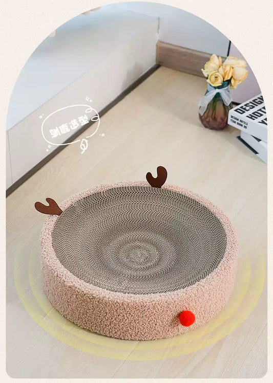 Reindeer Cat Scratcher Board-41cm[驯鹿圆形瓦楞纸猫猫抓板系列-41cm]