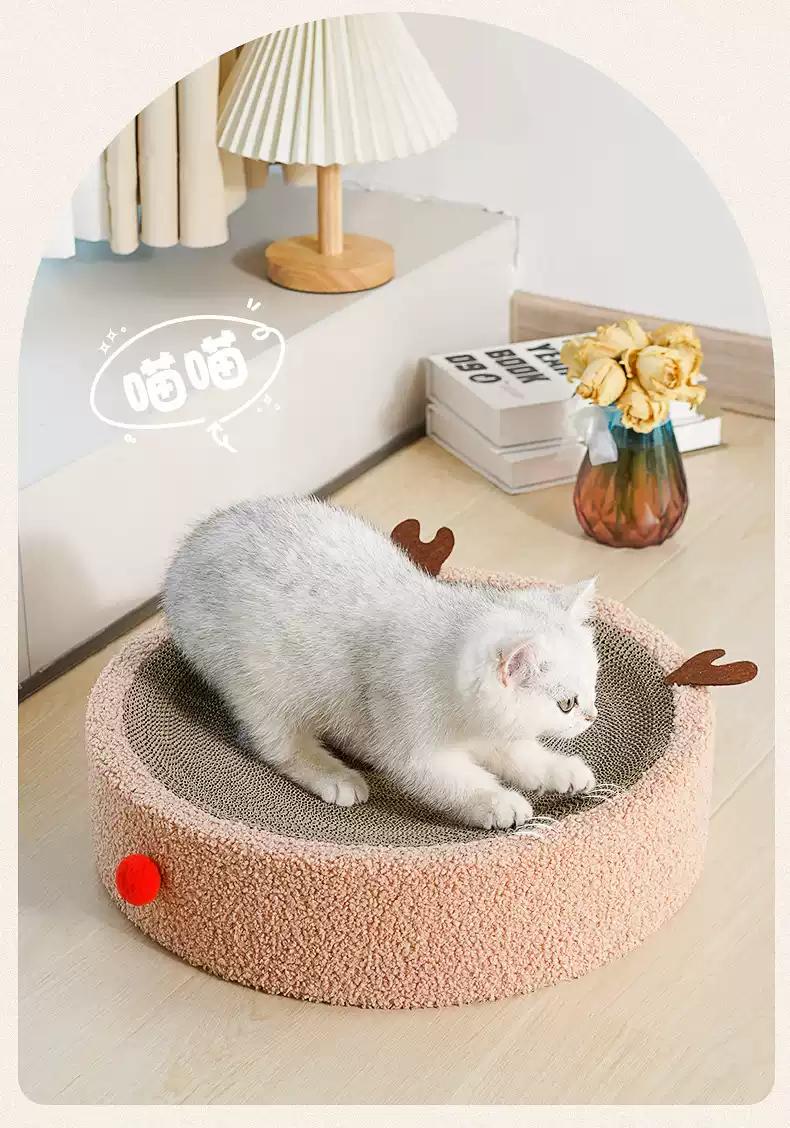 Reindeer Cat Scratcher Board-41cm[驯鹿圆形瓦楞纸猫猫抓板系列-41cm]