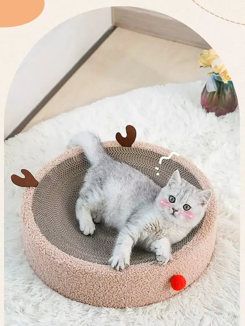 Reindeer Cat Scratcher Board-41cm[驯鹿圆形瓦楞纸猫猫抓板系列-41cm]