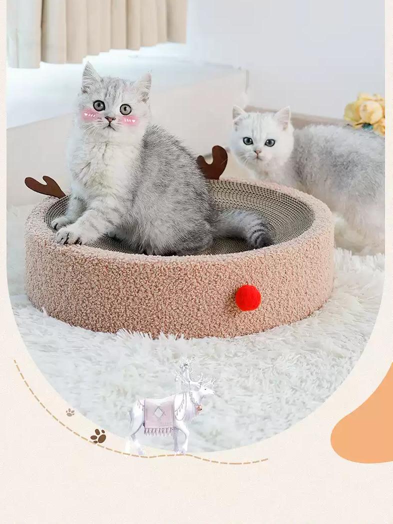 Reindeer Cat Scratcher Board-41cm[驯鹿圆形瓦楞纸猫猫抓板系列-41cm]