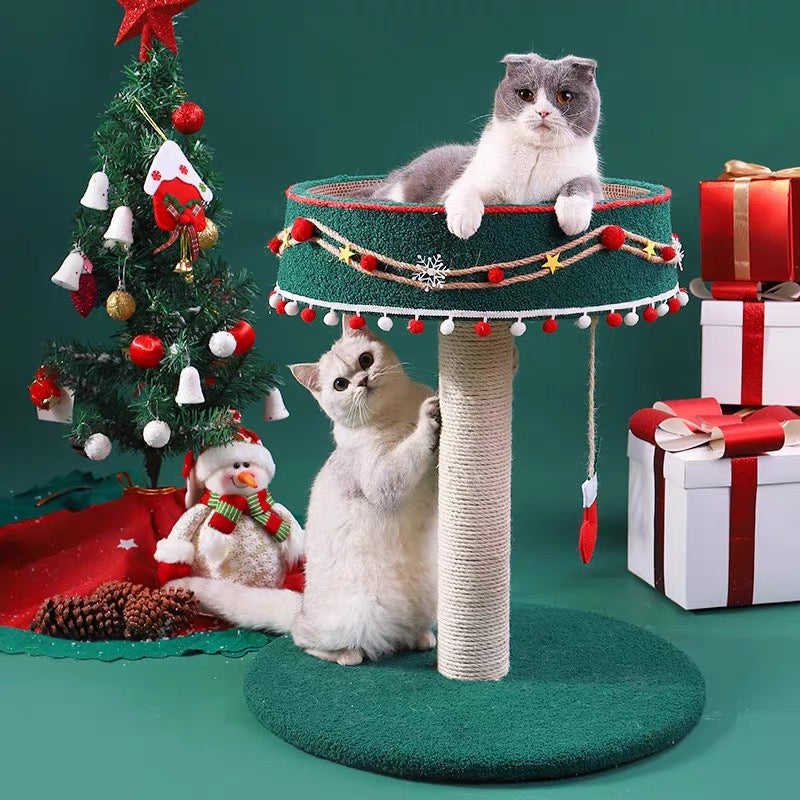 Christmas Cat Scratching Pole & Bed[圣诞树创意小型猫爬架猫窝一体] image 1