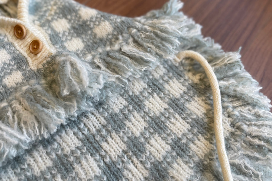 Ba&ttang-Check Poncho Knit Coat:mint[Ba&ttang-棋盘格小披风:薄荷绿] image 3