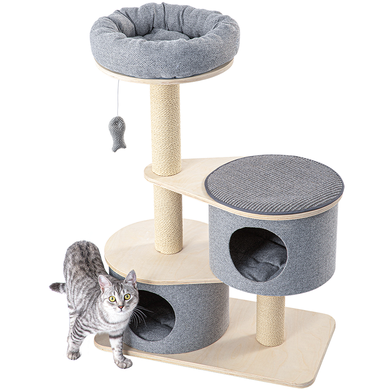 Honeypot Cat-Premium Grey Cat Tree[蜜罐猫-高级灰实木猫树] image 2